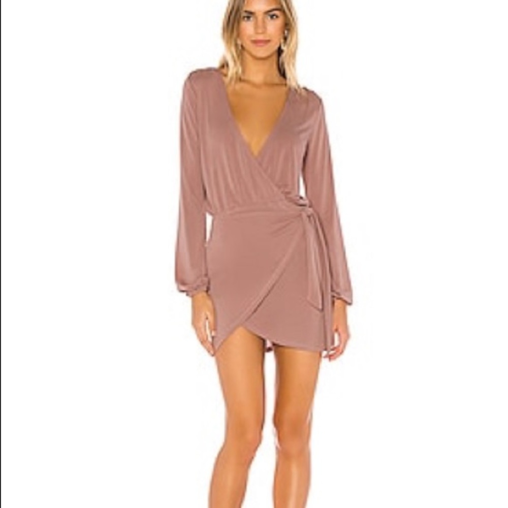 Mauve color dress.